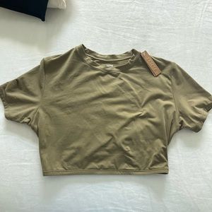 SKIMS Fits Everybody Olive Green Crop Top